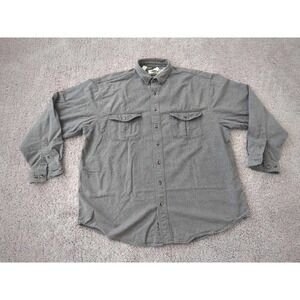 Vintage Eddie Bauer Button Up Shirt Mens XL TALL Gray Long Sleeve Outdoor Casual